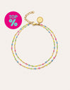 Chevillière Double Dots Neon Enamel Acier Plaqué Or