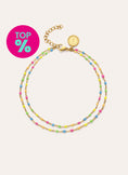 Doppel-Fußkettchen Dots Neon Emaille Edelstahl vergoldet