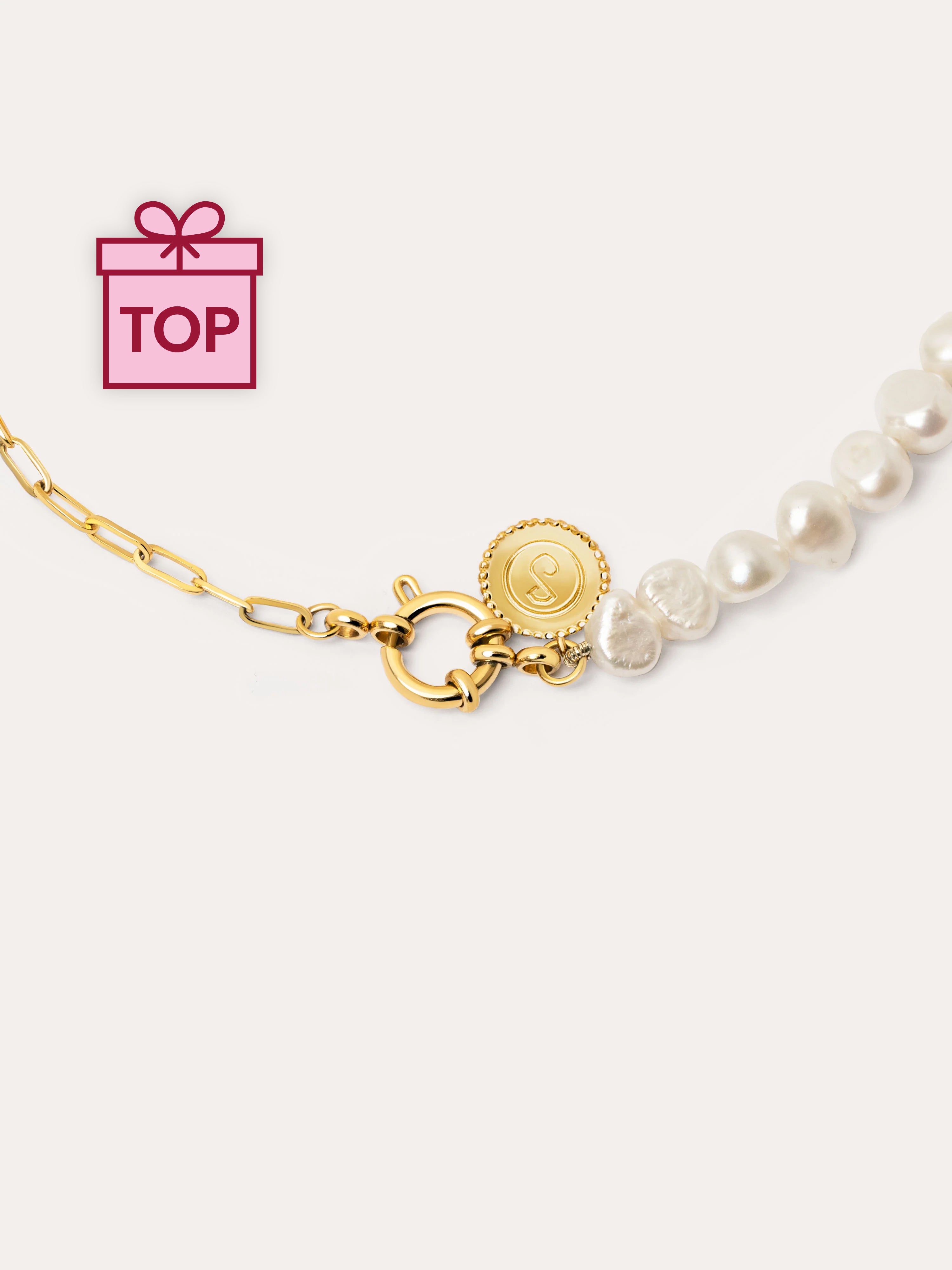 Collar Chic Pearl Acero Baño Oro