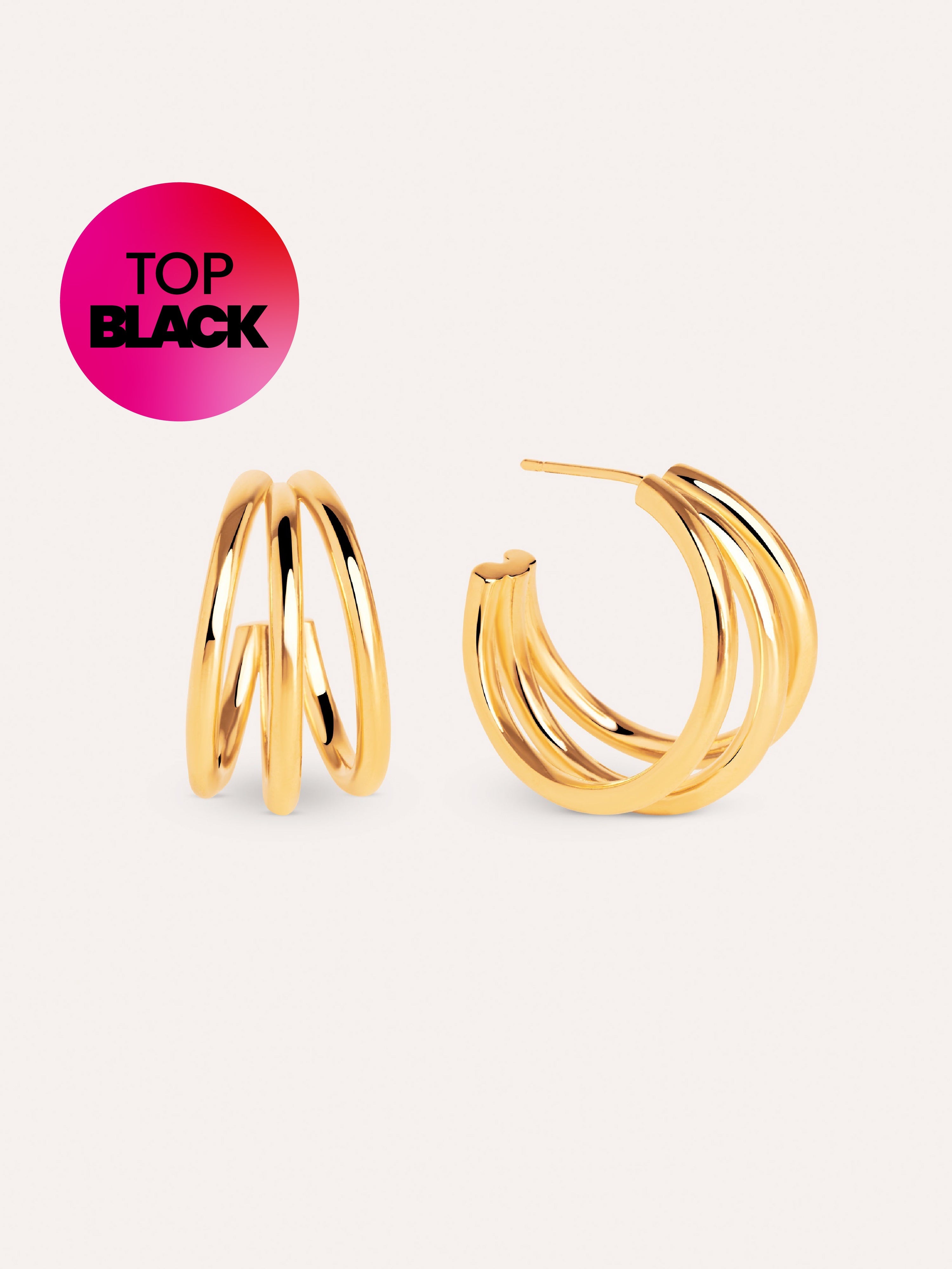 Triple Gold Hoop Earrings