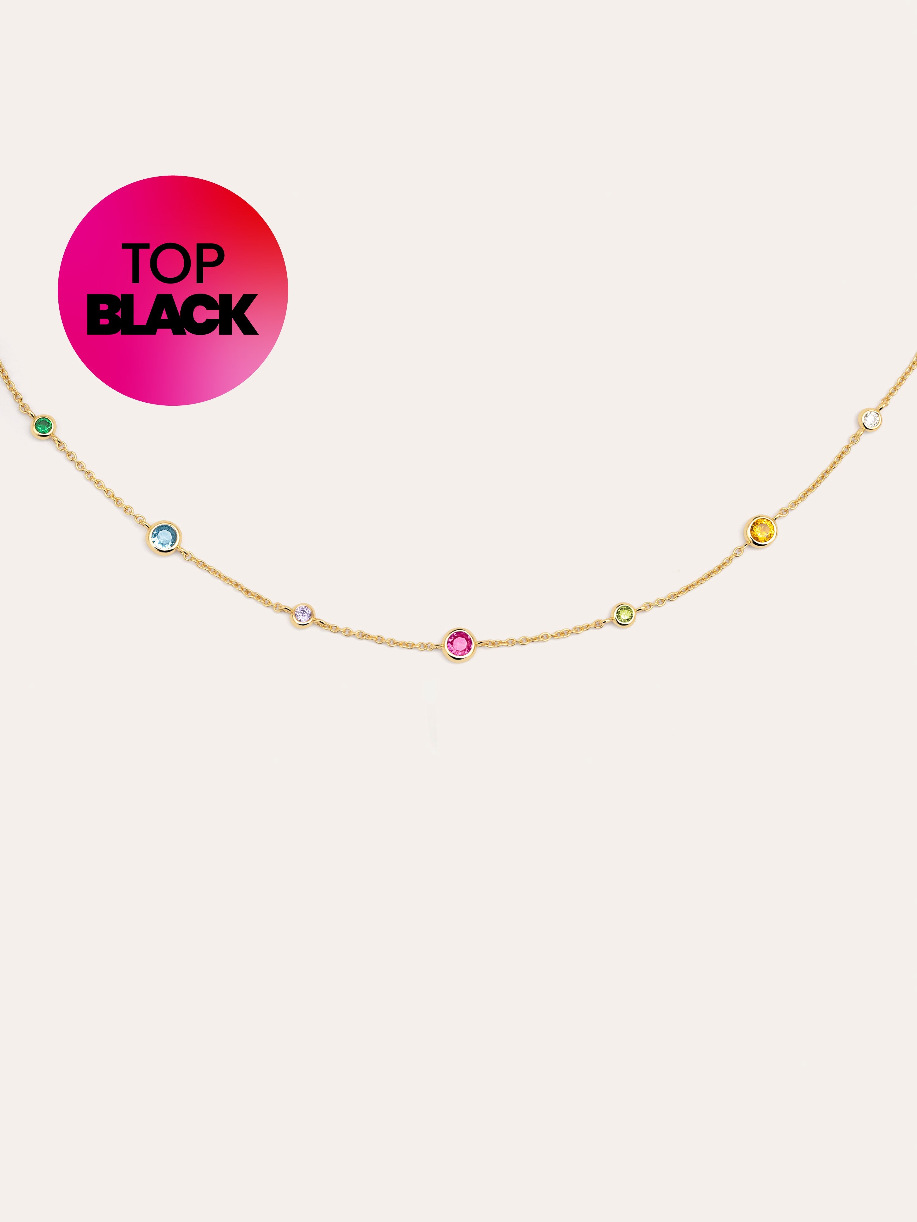 Orbit Multicolor Stainless Steel Gold Necklace 