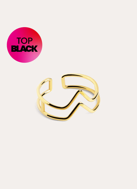 Anillo Double Peak Plata Baño Oro