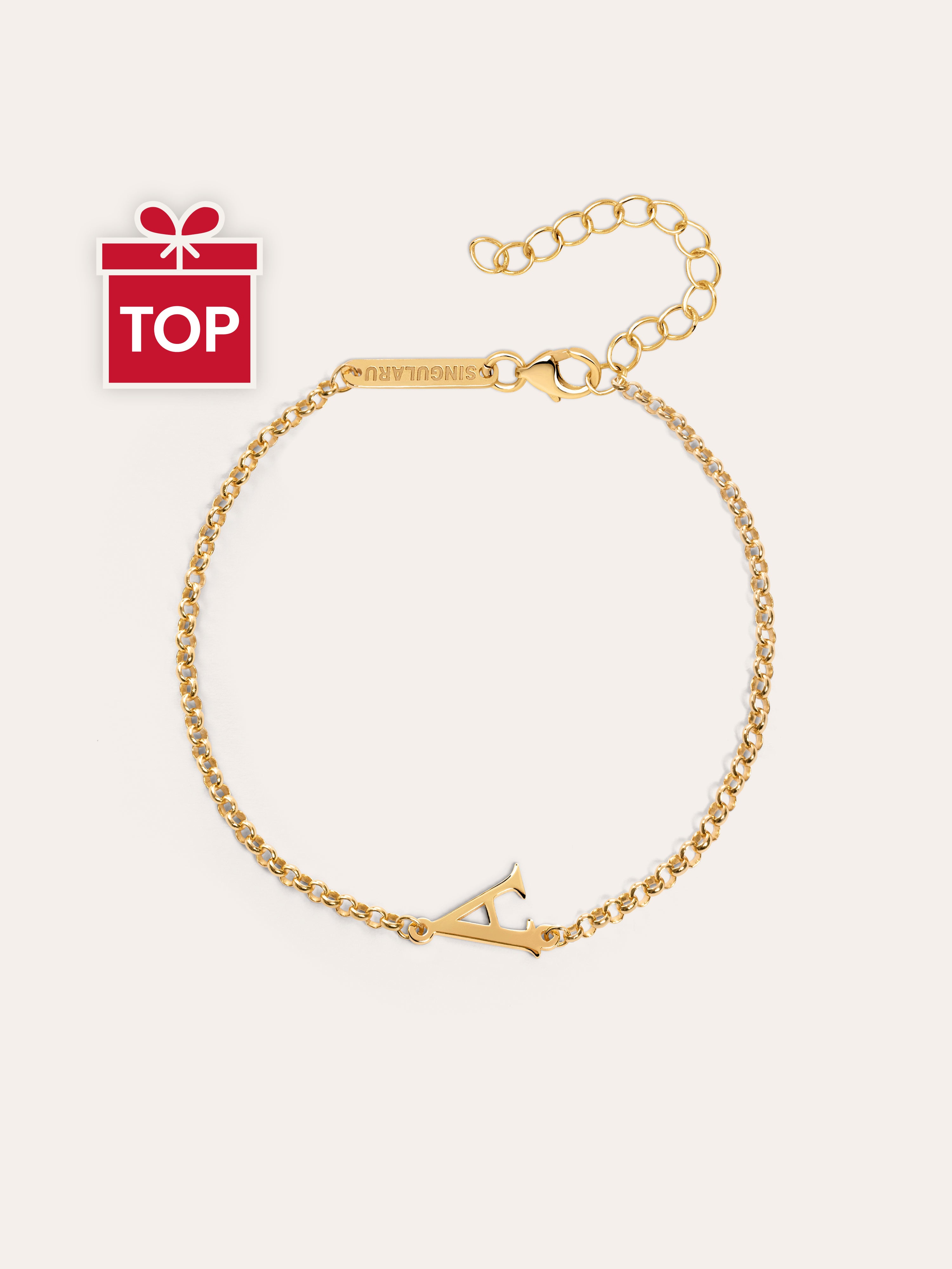 Single Letter Armband Silber, vergoldet