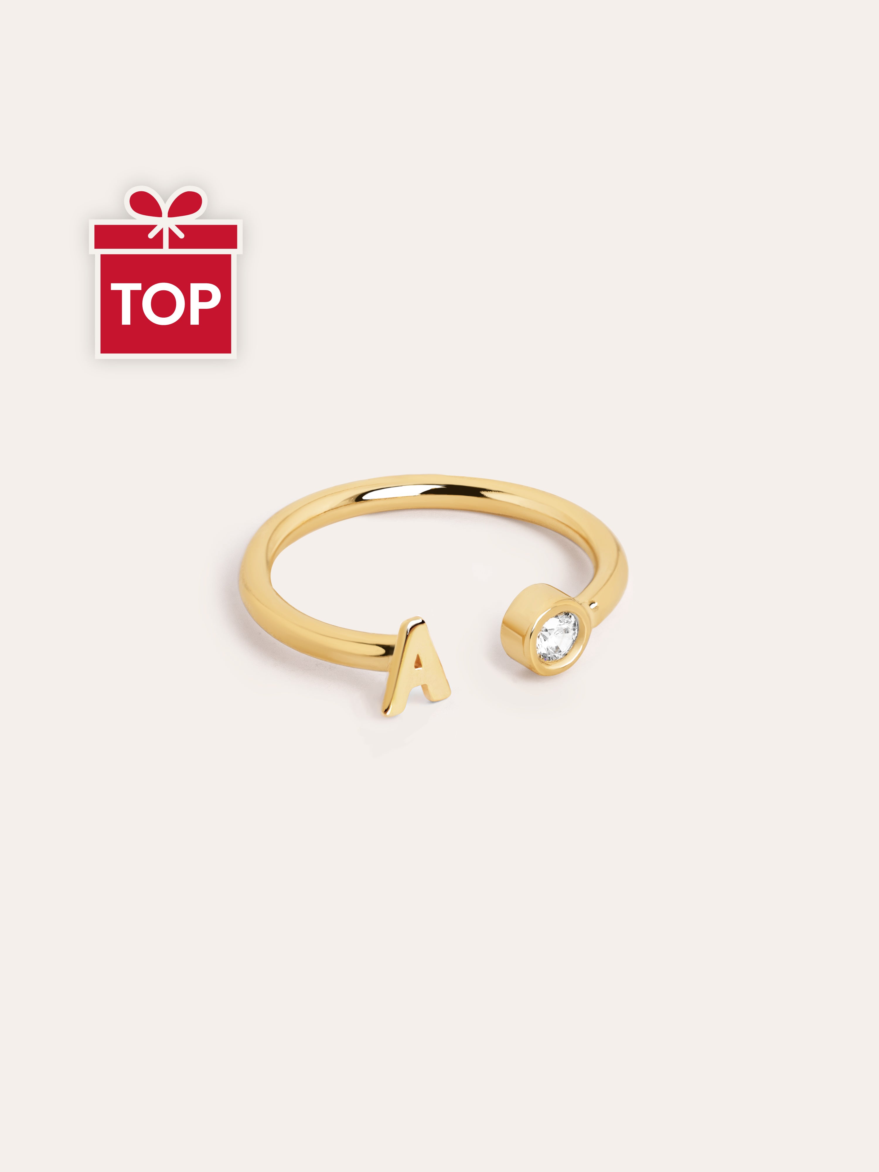 Personalisierter Letter Spark Ring Silber, vergoldet
