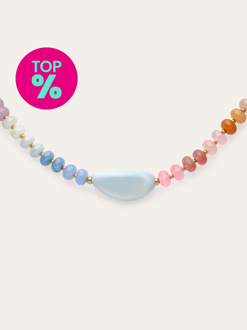 Gummy Stones Necklace Steel Gold Plated