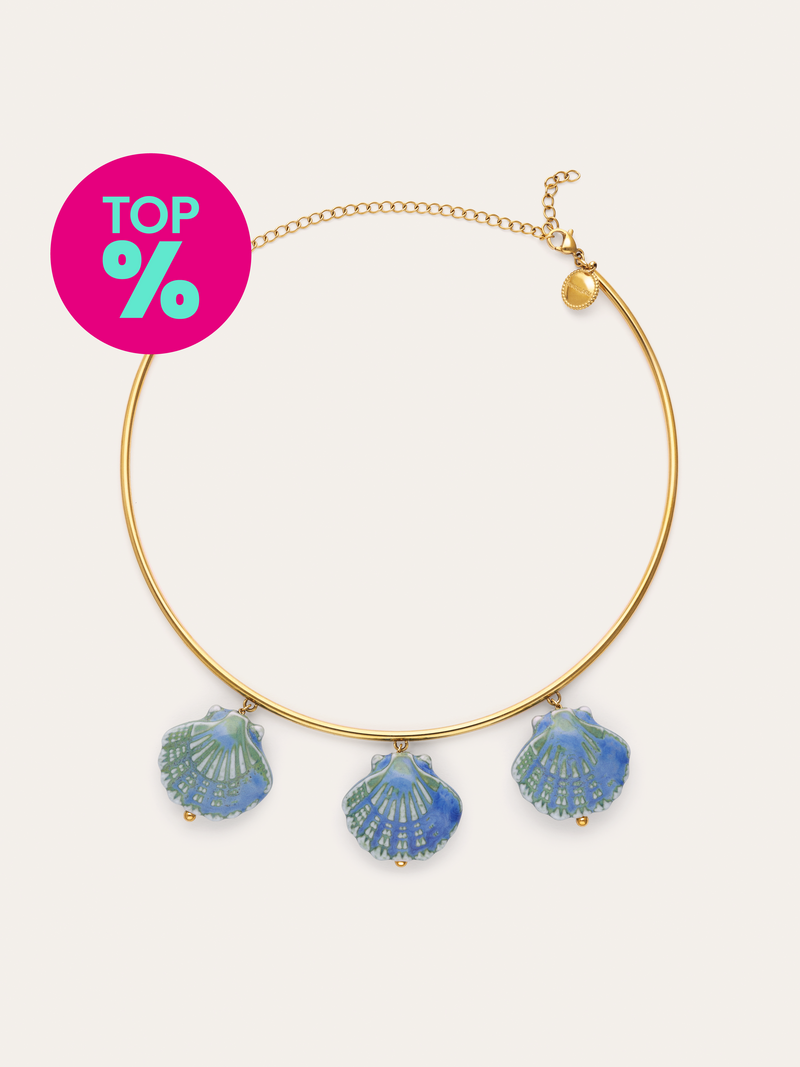 Shelly Blue Choker Steel Gold Plated