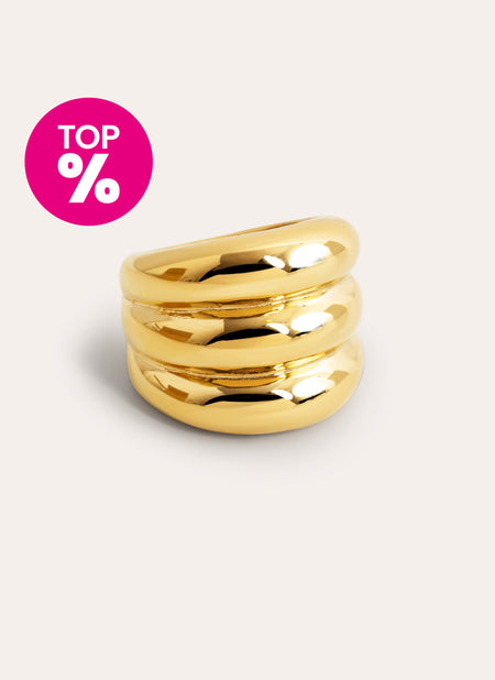 Dune Stainless Steel Gold Ring 