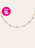 Dots L Black Enamel Stainless Steel Gold Necklace