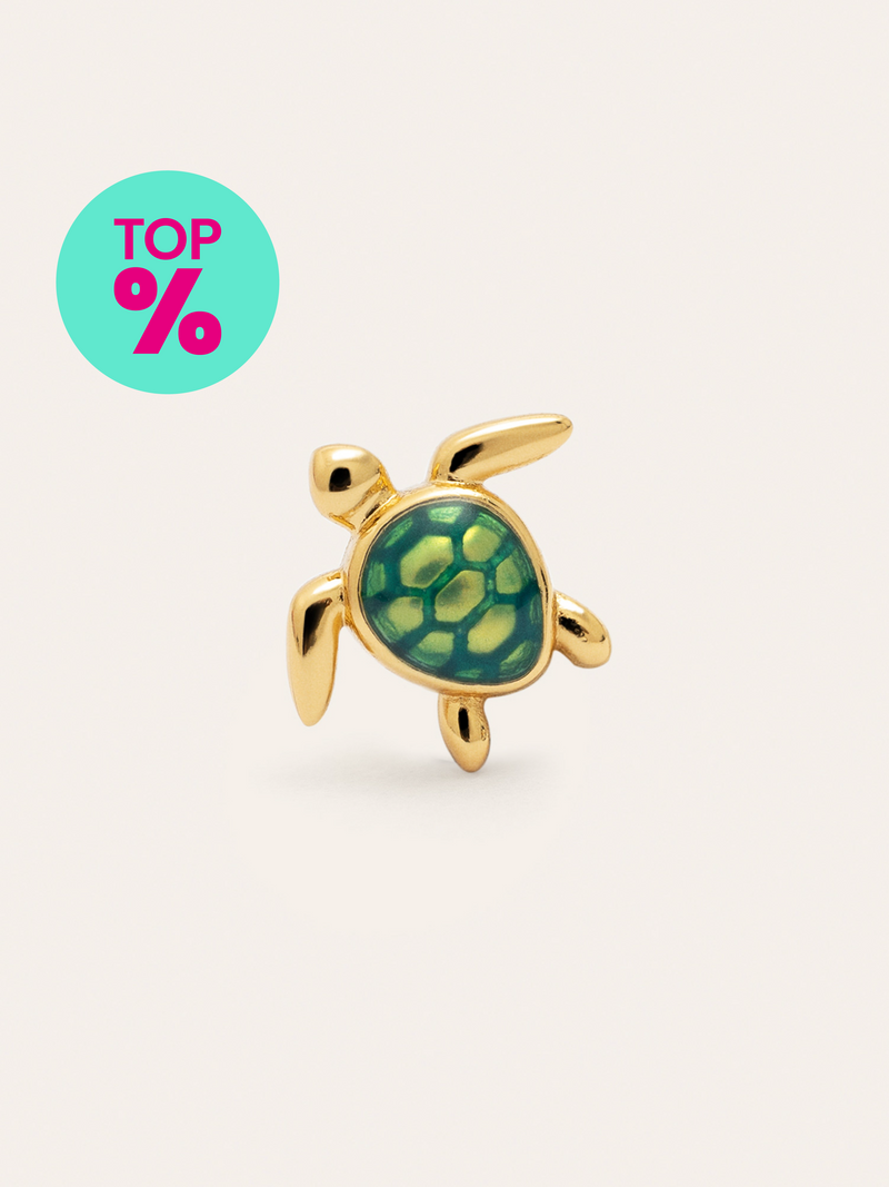 Boucle D’oreille à L’unité Tortue Plaqué Or