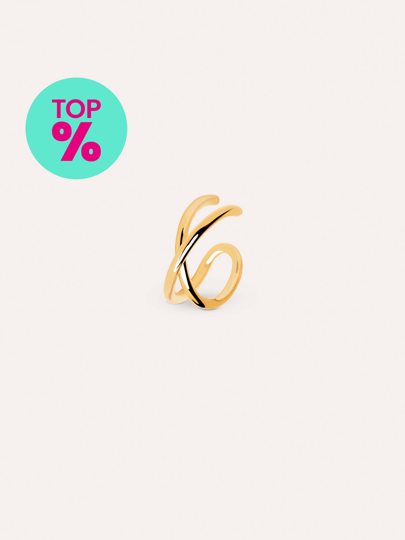  Cross Ear Cuff  Einzelner Ohrring Silber, vergoldet