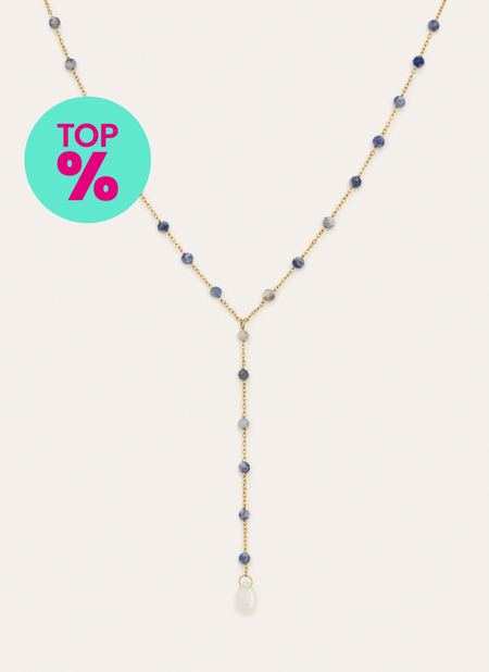 Y Cianita Stones Stainless Steel Gold Necklace