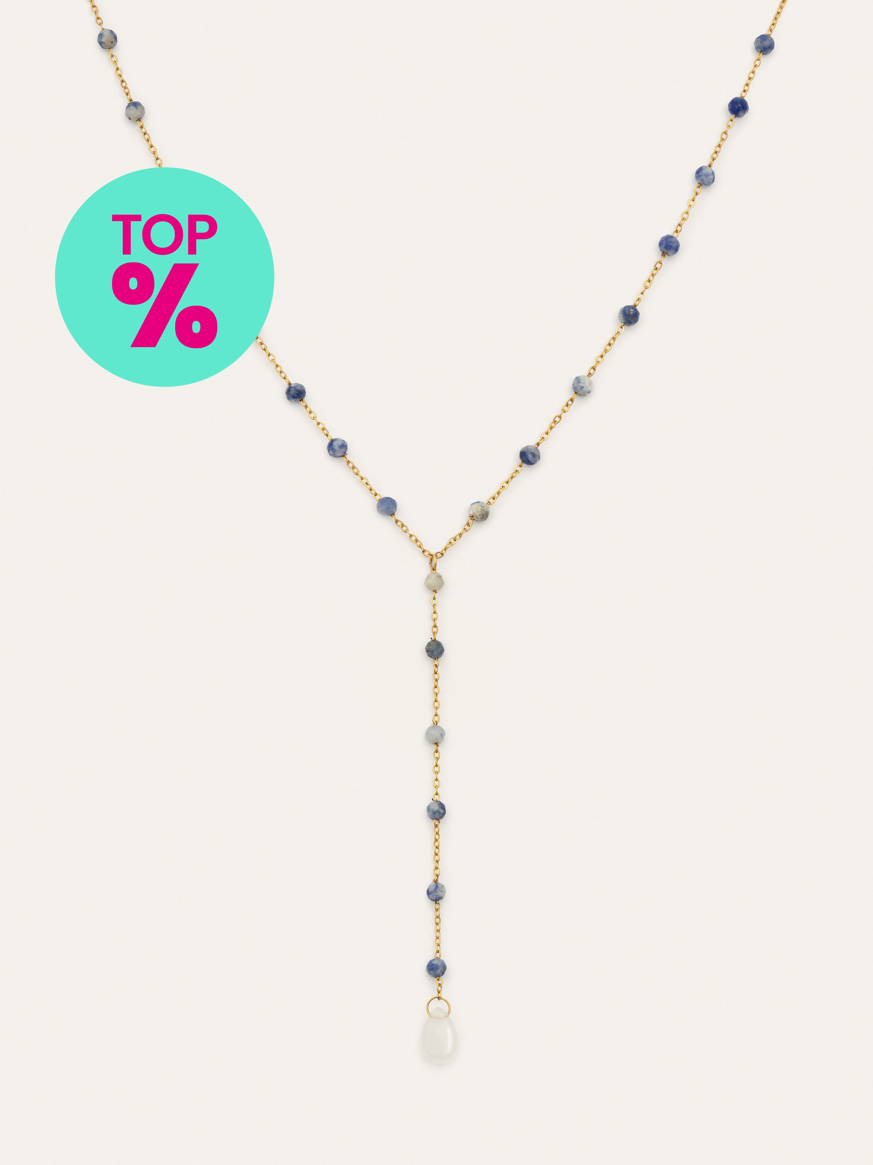 Y Cianita Stones Stainless Steel Gold Necklace