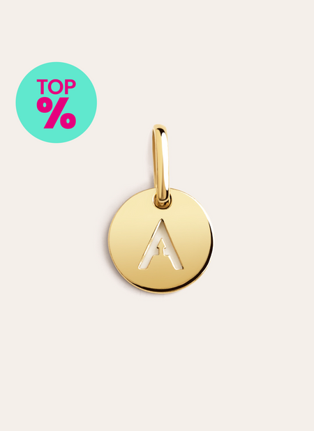 Mini Medallion Letter Plata Baño Oro