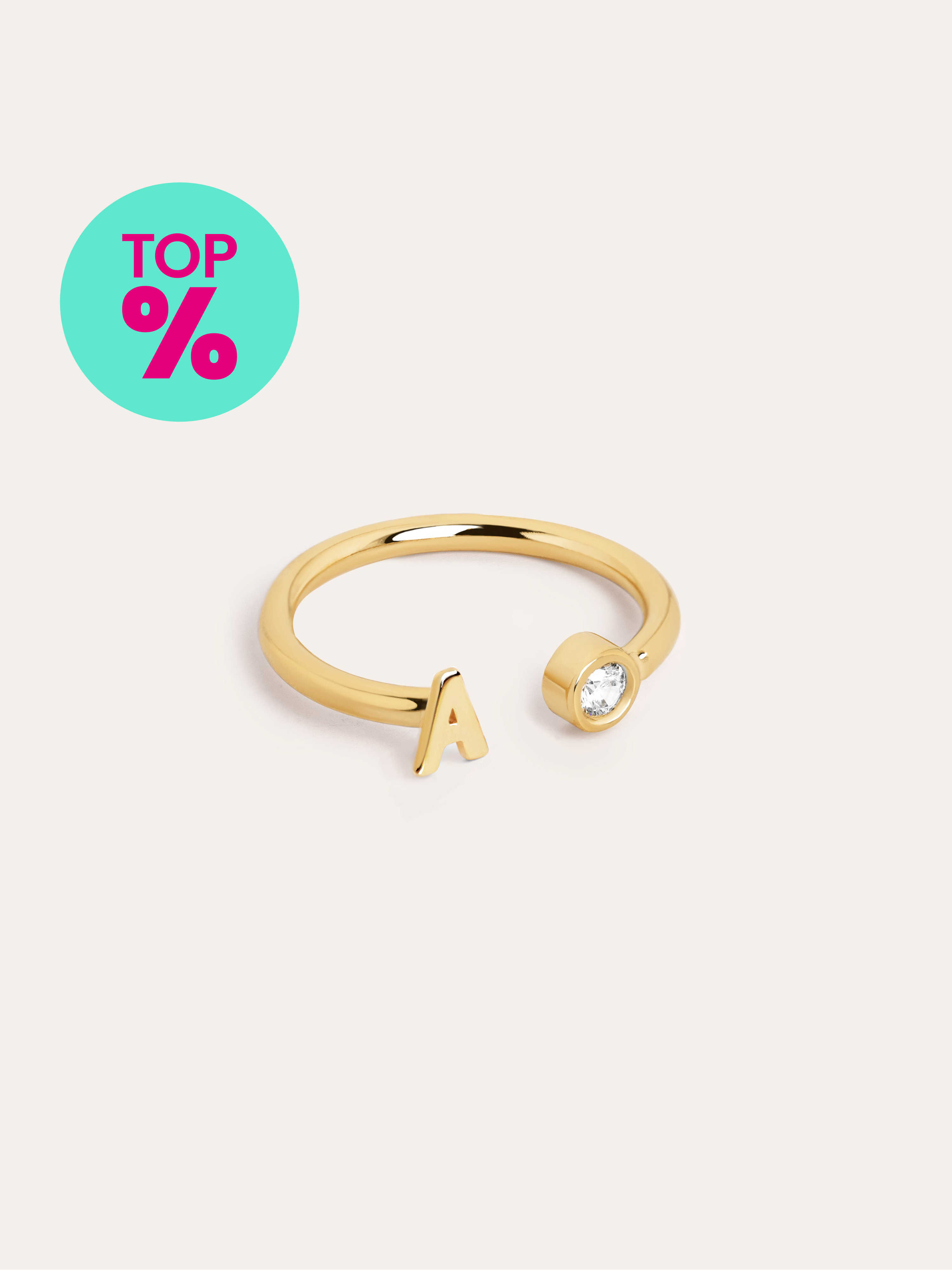 Custom Letter Spark Ring in Silver with 18kt Gold Plating