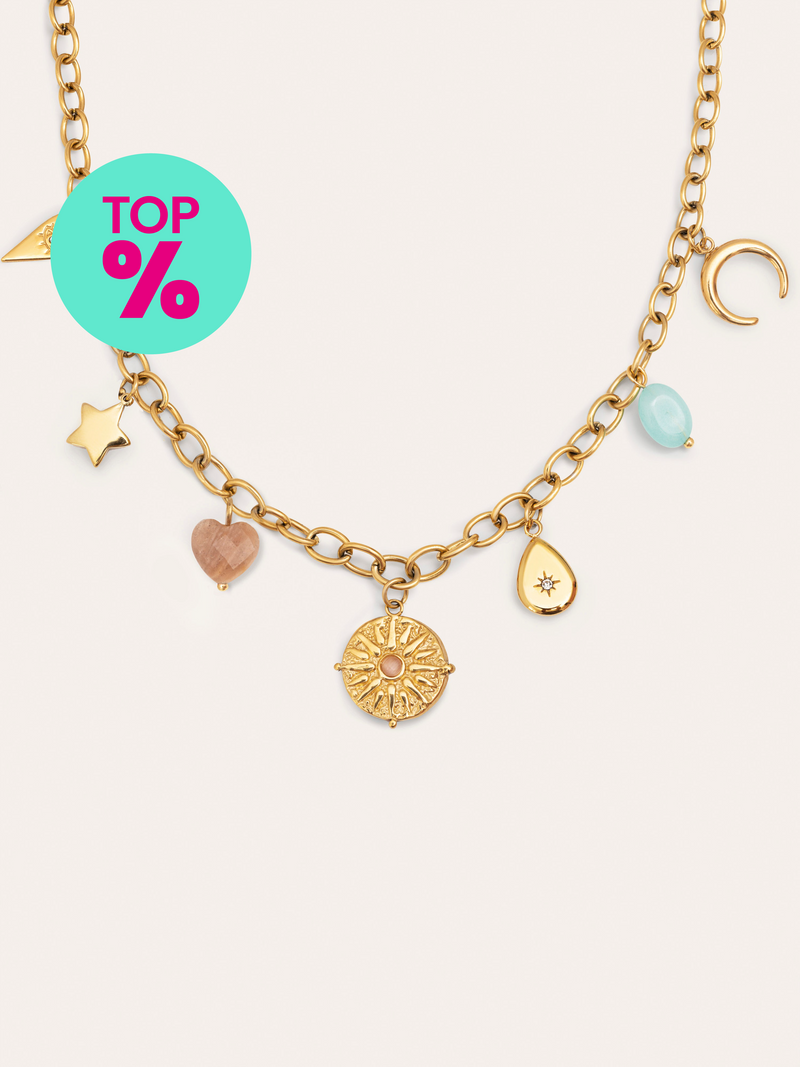 Multicharms Solei Sterling Silver Gold Necklace