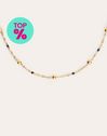 Collar Dots L Black Enamel Acero Baño Oro
