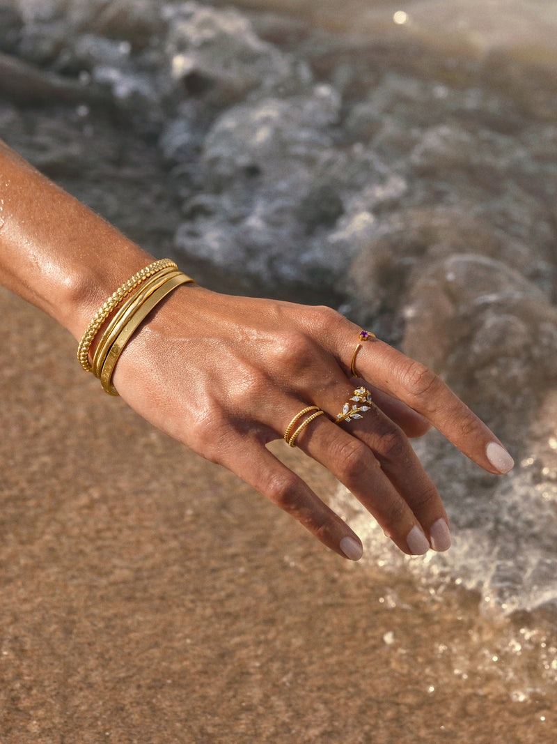Anel Duplo Twist Banho Ouro