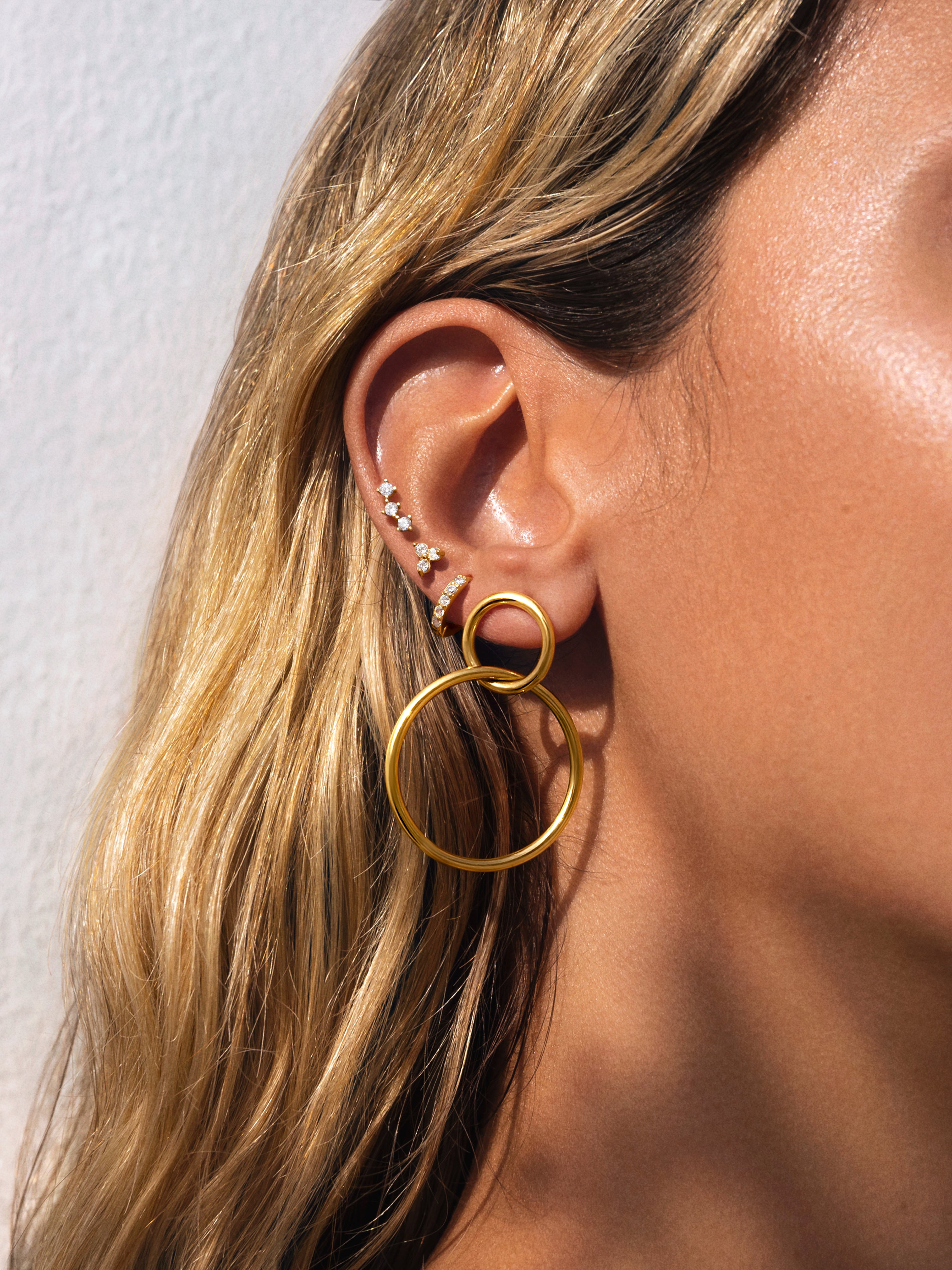 Boucle d'oreille seule Créole Cleo M plaqué or
