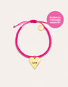 Pulsera Personalizada Corazón Pink Acero Baño Oro