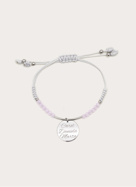 Dream Pink Personalized Silver Bracelet