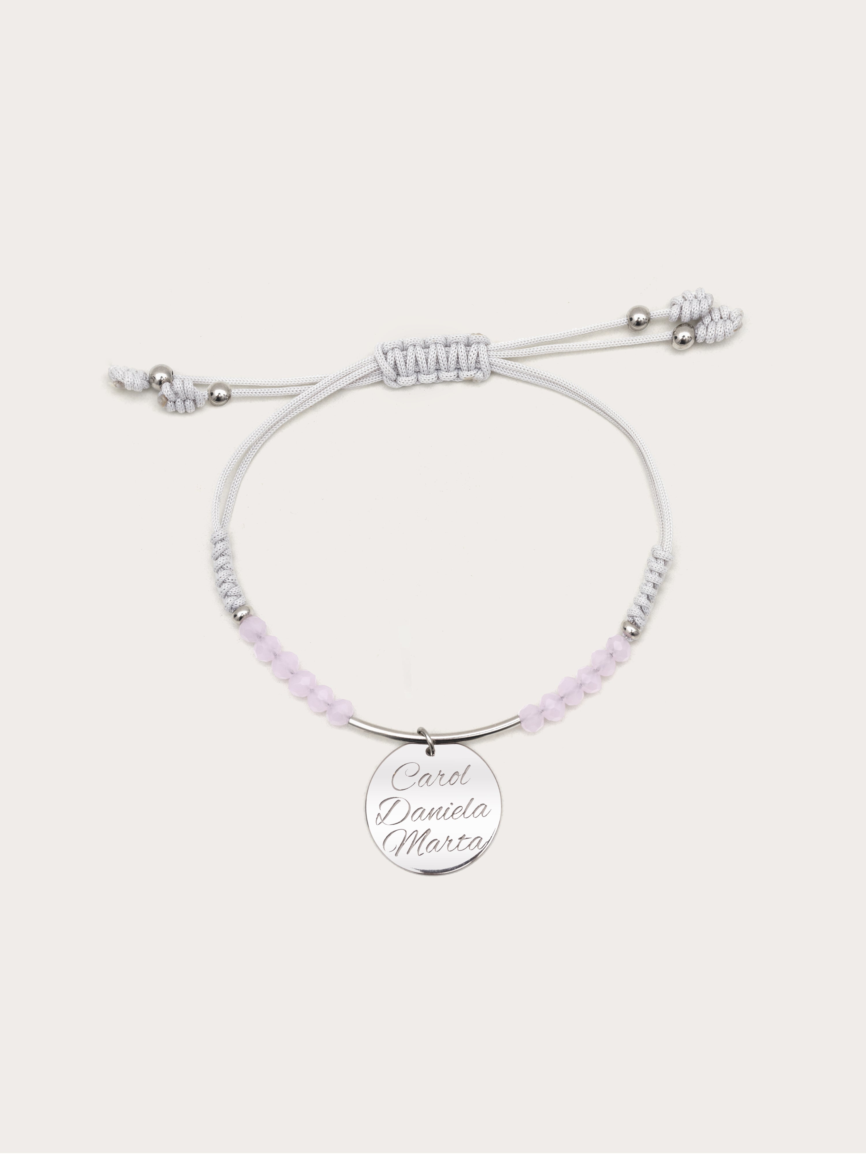 Dream Pink Personalized Silver Bracelet