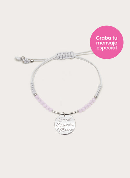 Dream Pink Personalisiertes Armband, Silber