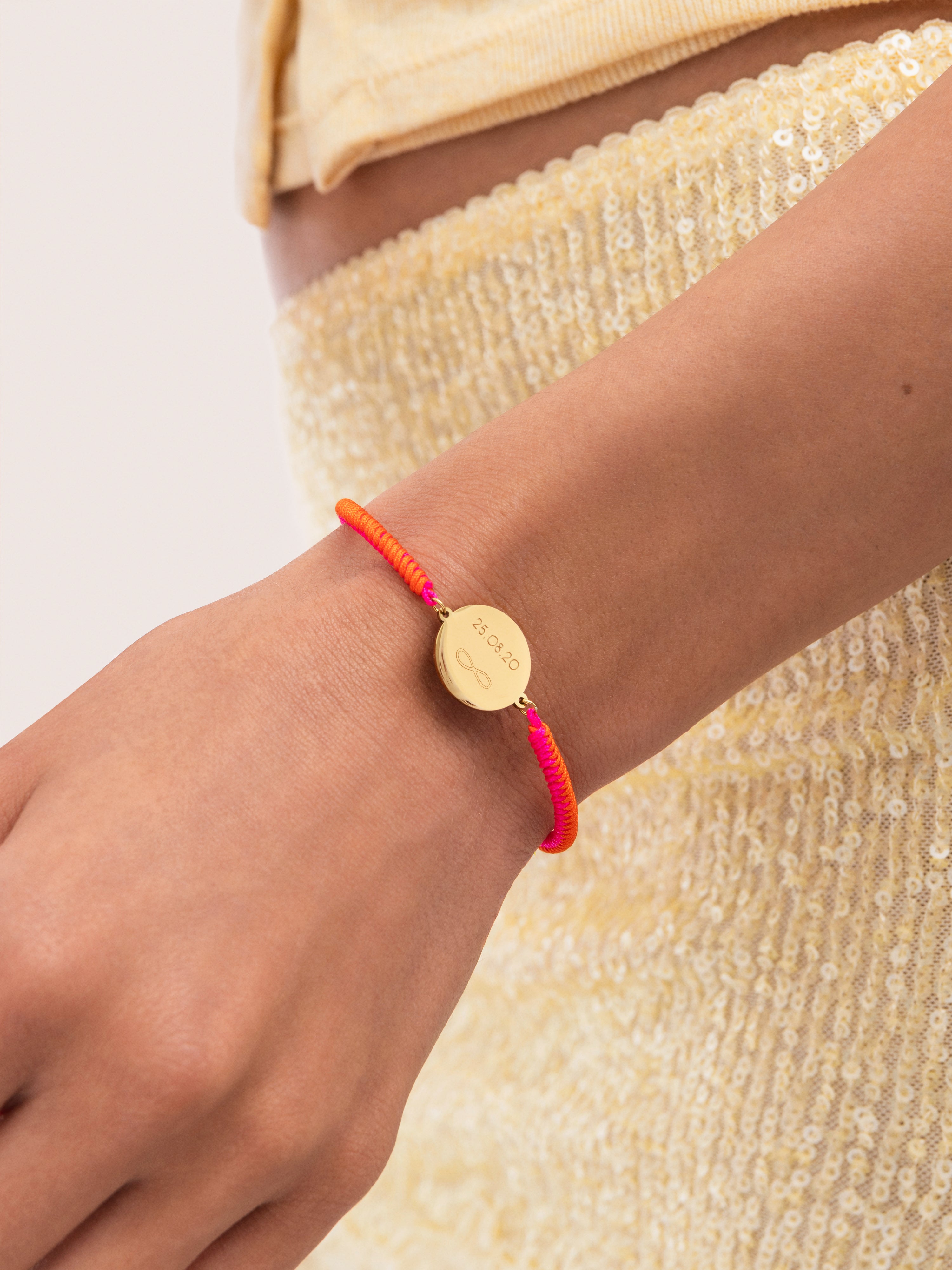 Pulseira Personalizada Moon Pôr do Sol Néon Aço Banhado a Ouro