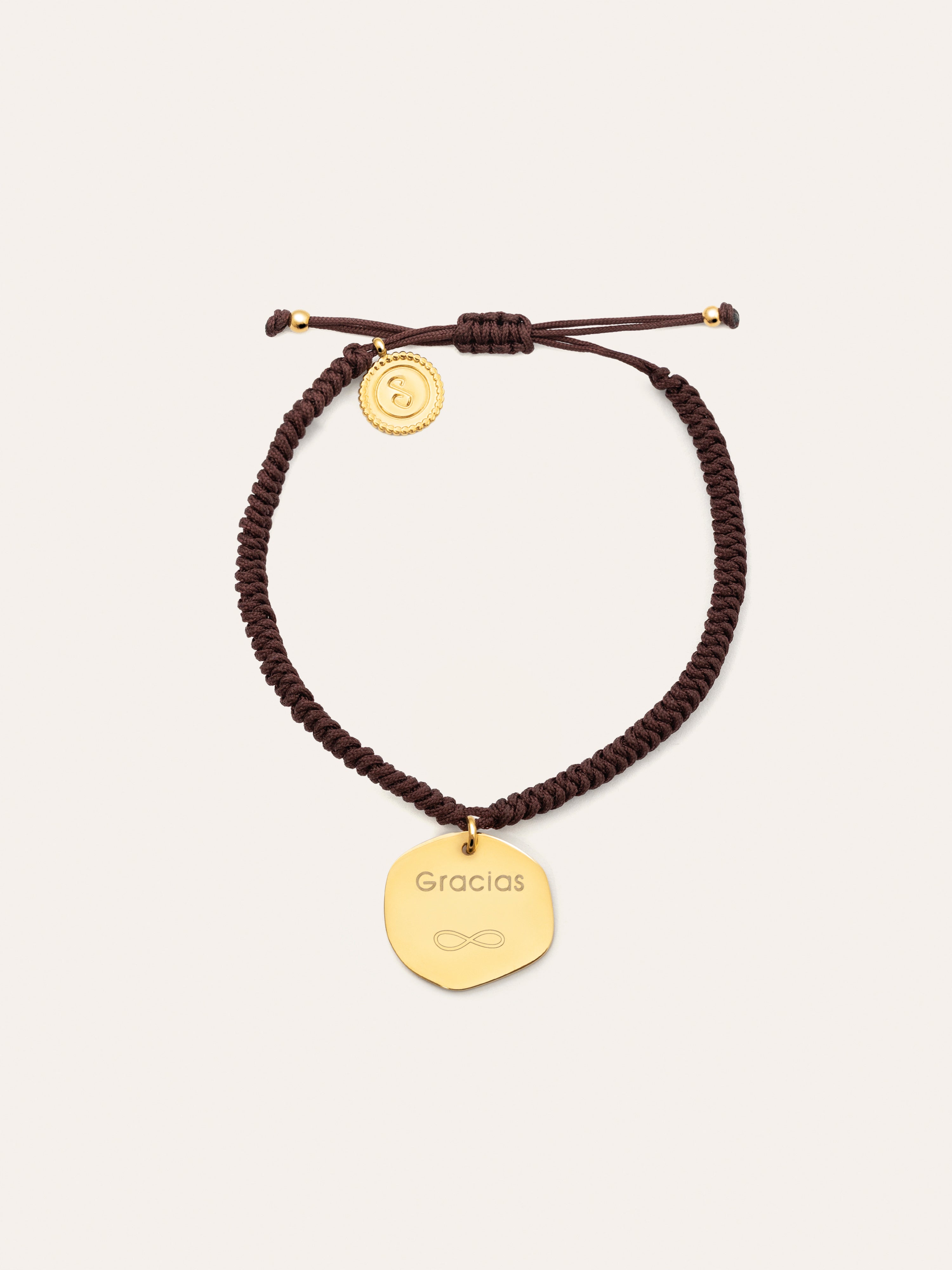 Pulsera Personalizada Medallion Marrón Acero Baño Oro