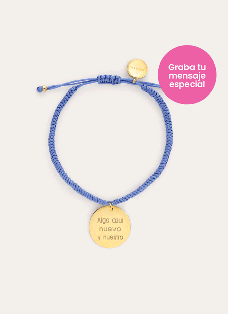 Pulsera Personalizada Medallón Dream Azul Acero Baño Oro