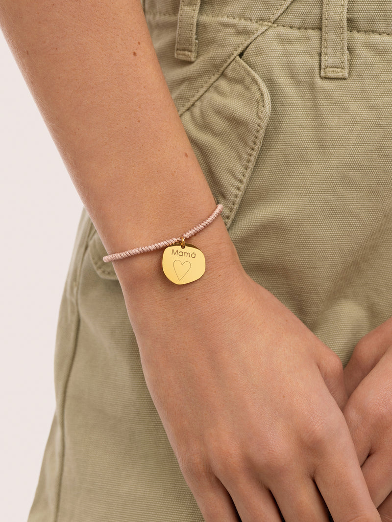 Personalisierbares Armband Medaillon Organic Rose Stahl Vergoldet