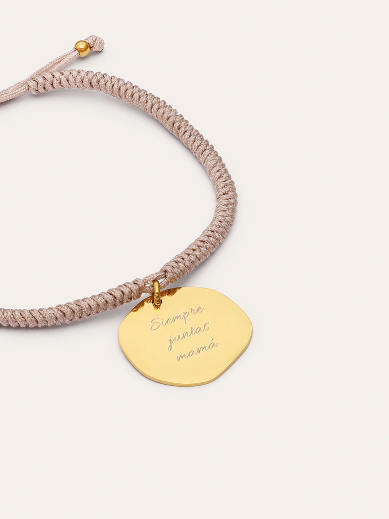Personalisierbares Armband Medaillon Organic Rose Stahl Vergoldet