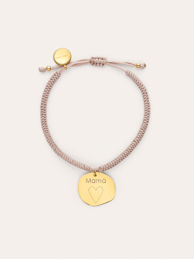 Personalisierbares Armband Medaillon Organic Rose Stahl Vergoldet