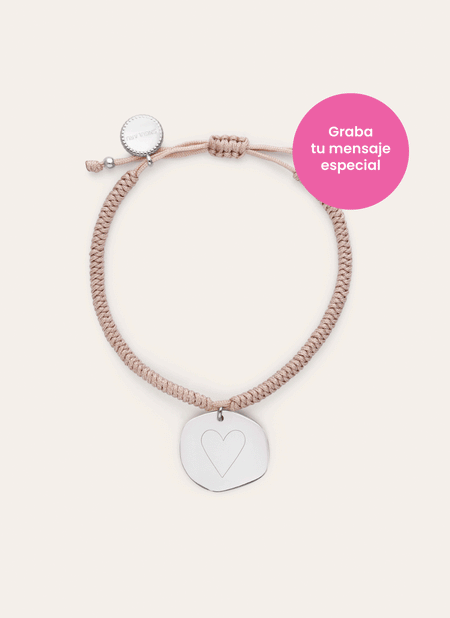 Bracciale Personalizzato Medaglione Organic Rosa Acciaio