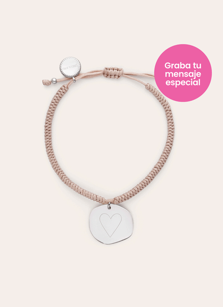 Pulseira Personalizada Medalhão Organic Rosa Aço