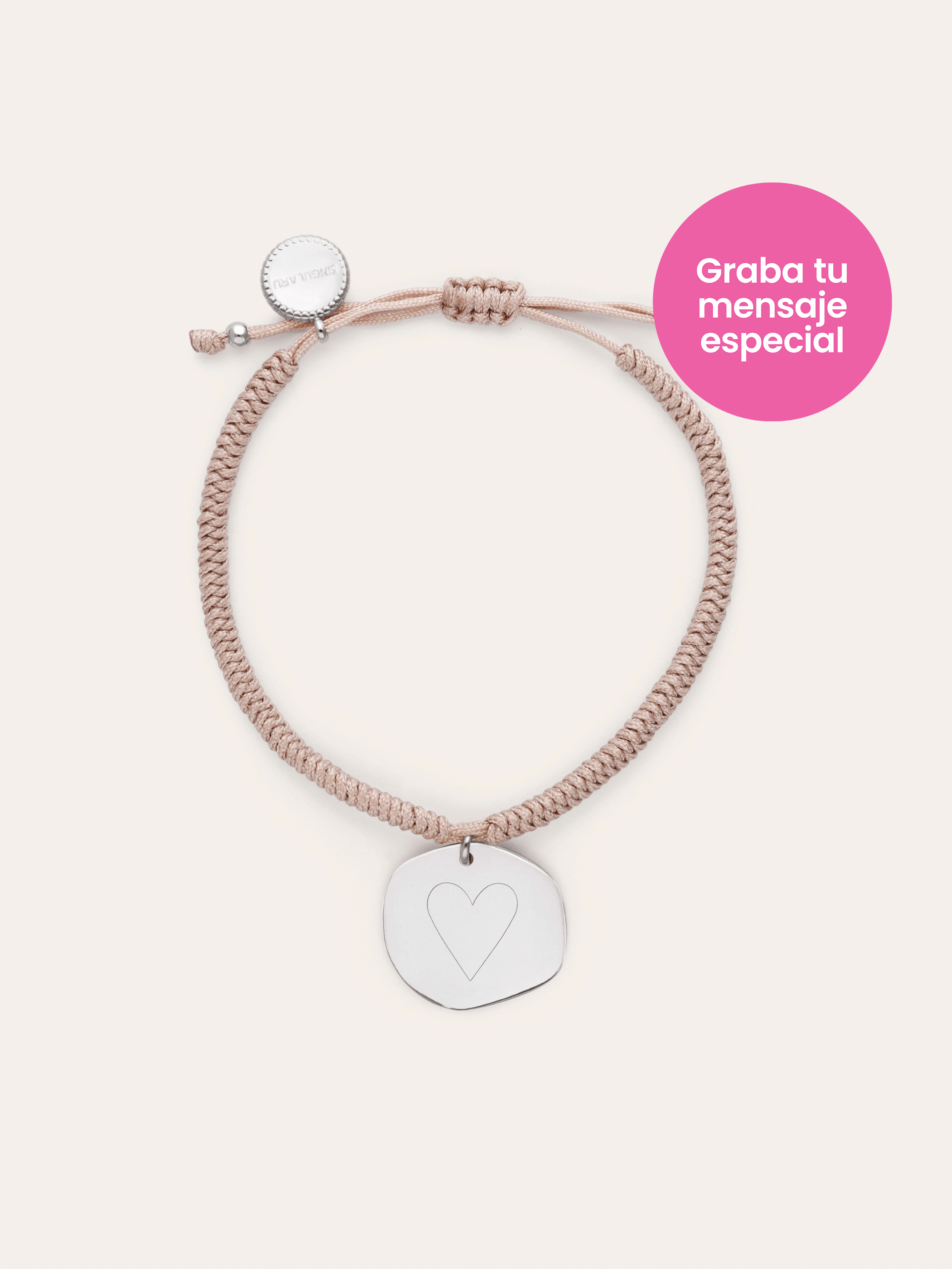 Pulseira Personalizada Medalhão Organic Rosa Aço