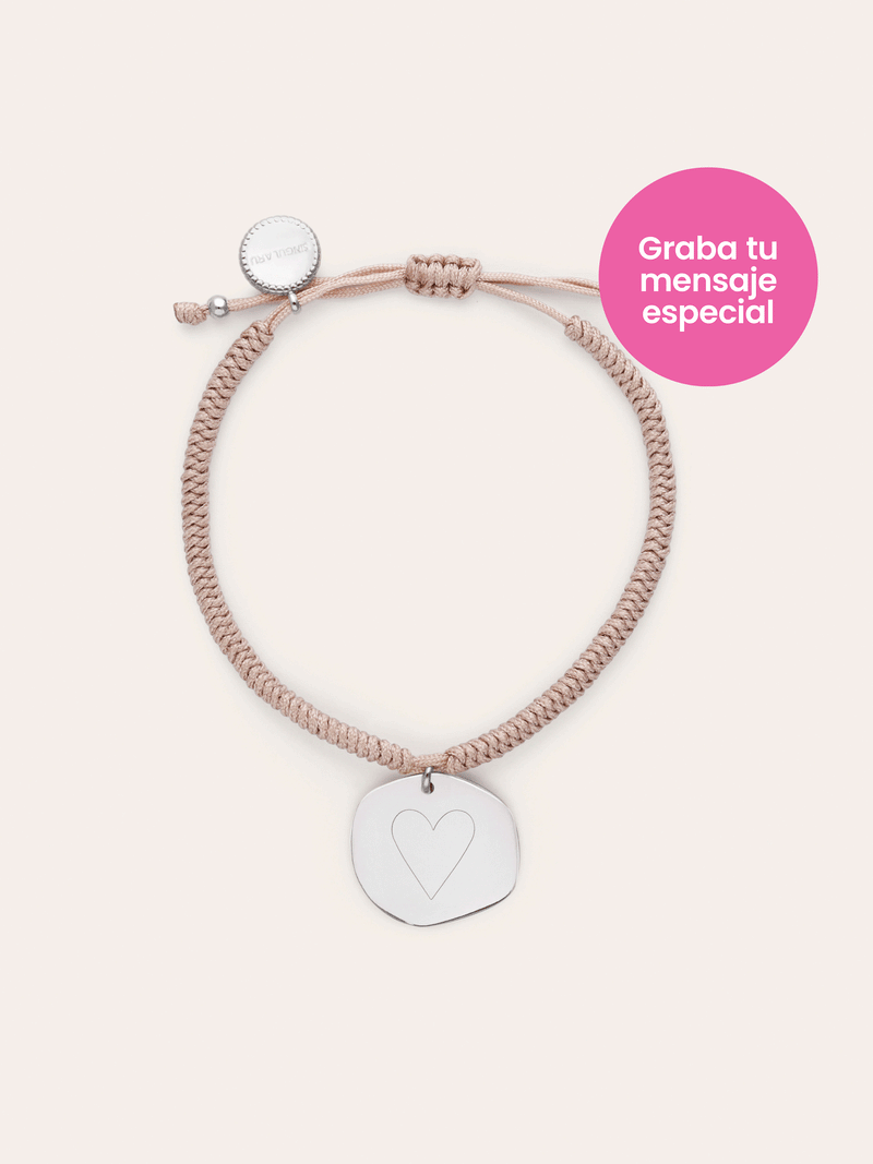 Pulseira Personalizada Medalhão Organic Rosa Aço