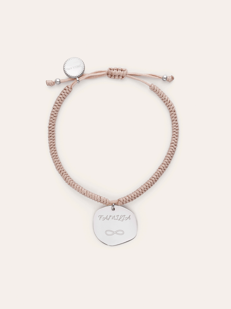Pulseira Personalizada Medalhão Organic Rosa Aço