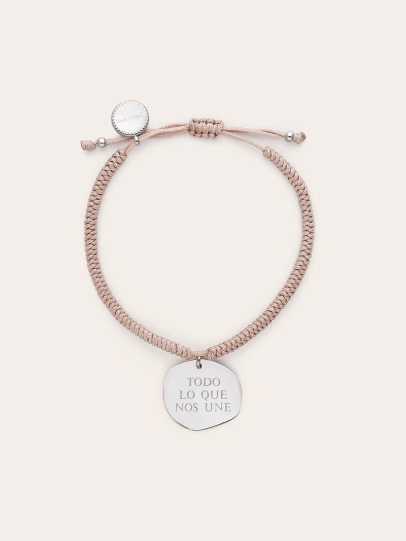 Pulseira Personalizada Medalhão Organic Rosa Aço