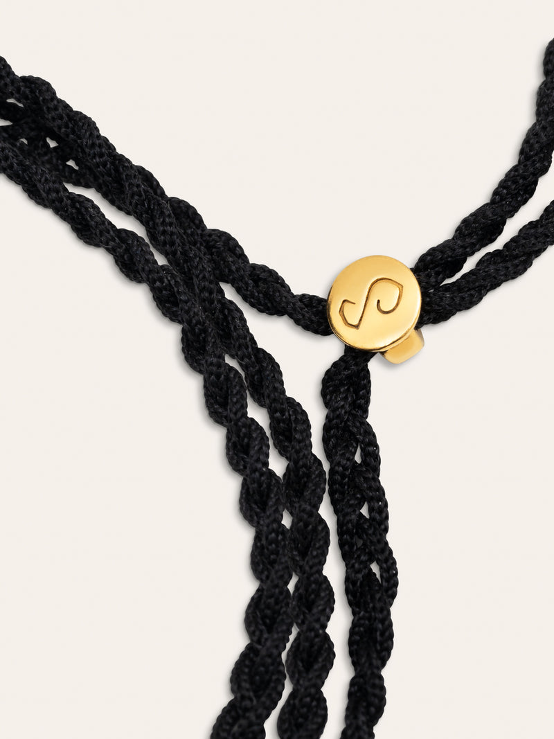 Pulseira Personalizada Dream Preta Prata Banho de Ouro