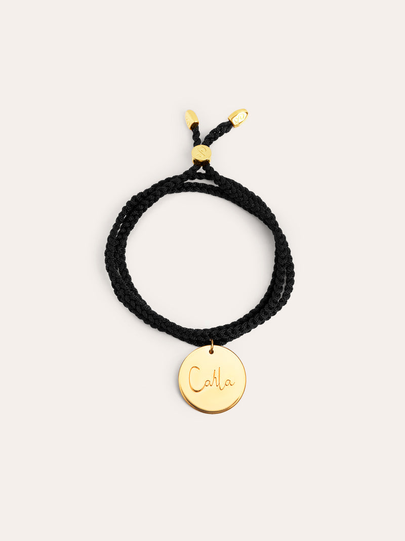 Pulseira Personalizada Dream Preta Prata Banho de Ouro