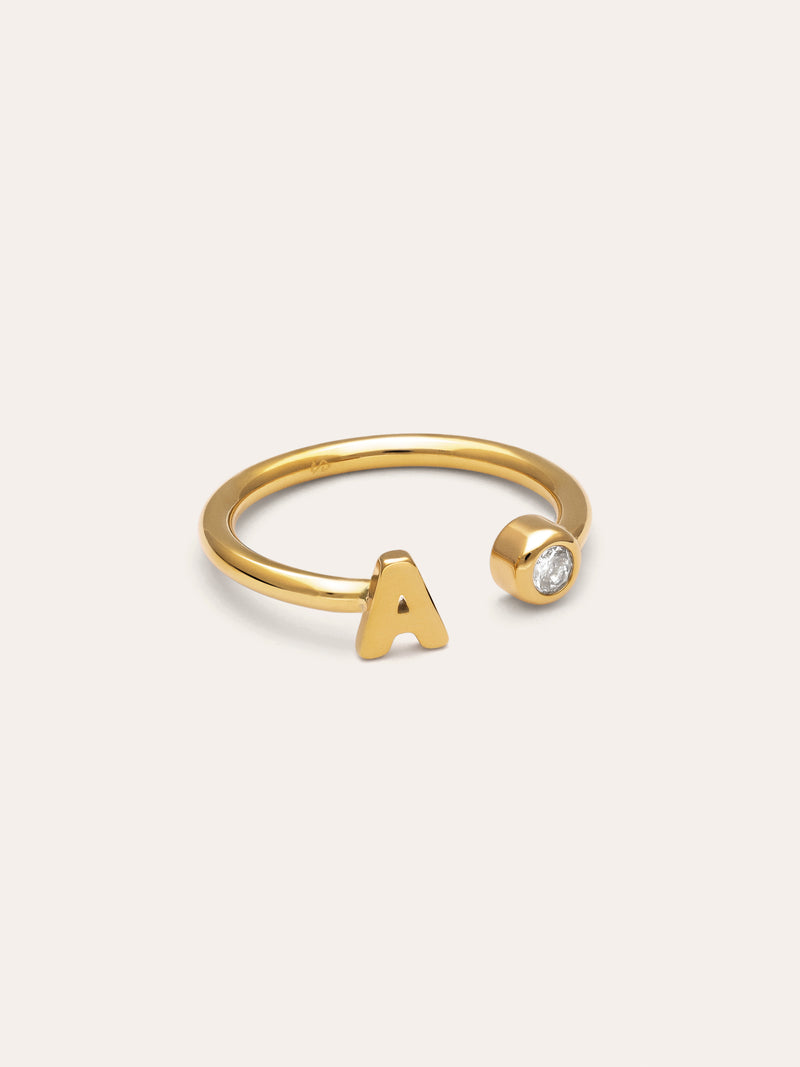 Anello Personalizzato Letter Spark Acciaio Placcato Oro