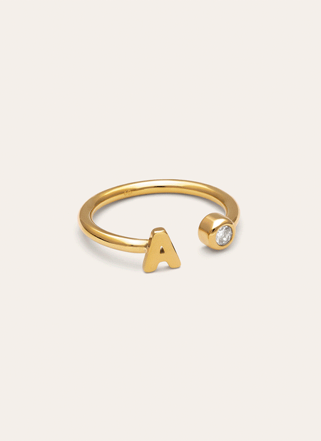 Anello Personalizzato Letter Spark Acciaio Placcato Oro