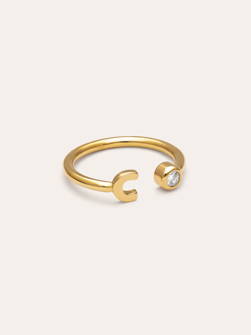Anello Personalizzato Letter Spark Acciaio Placcato Oro