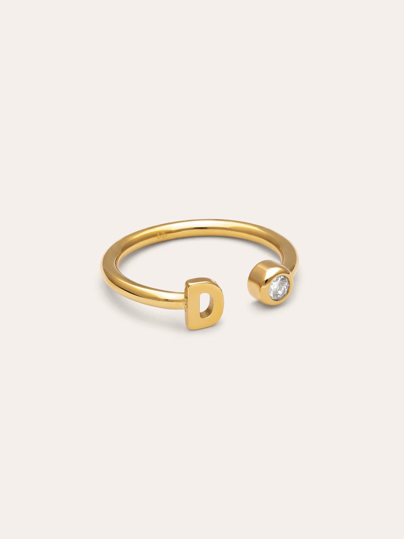 Anello Personalizzato Letter Spark Acciaio Placcato Oro
