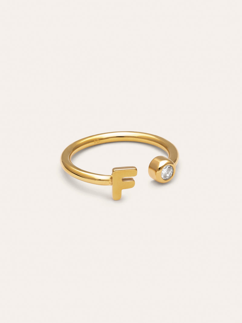 Anello Personalizzato Letter Spark Acciaio Placcato Oro