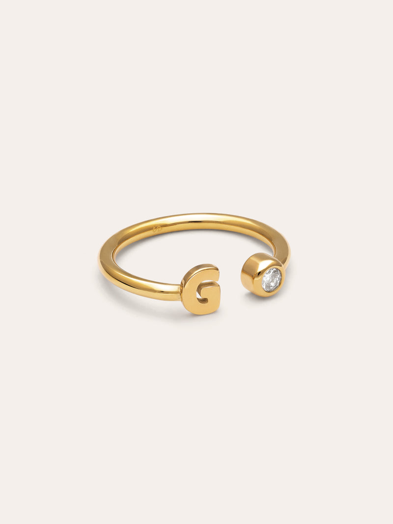 Anello Personalizzato Letter Spark Acciaio Placcato Oro