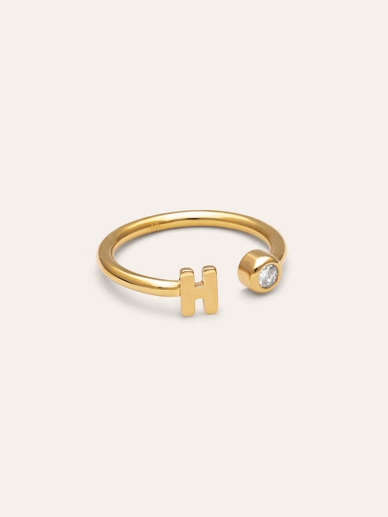 Anello Personalizzato Letter Spark Acciaio Placcato Oro