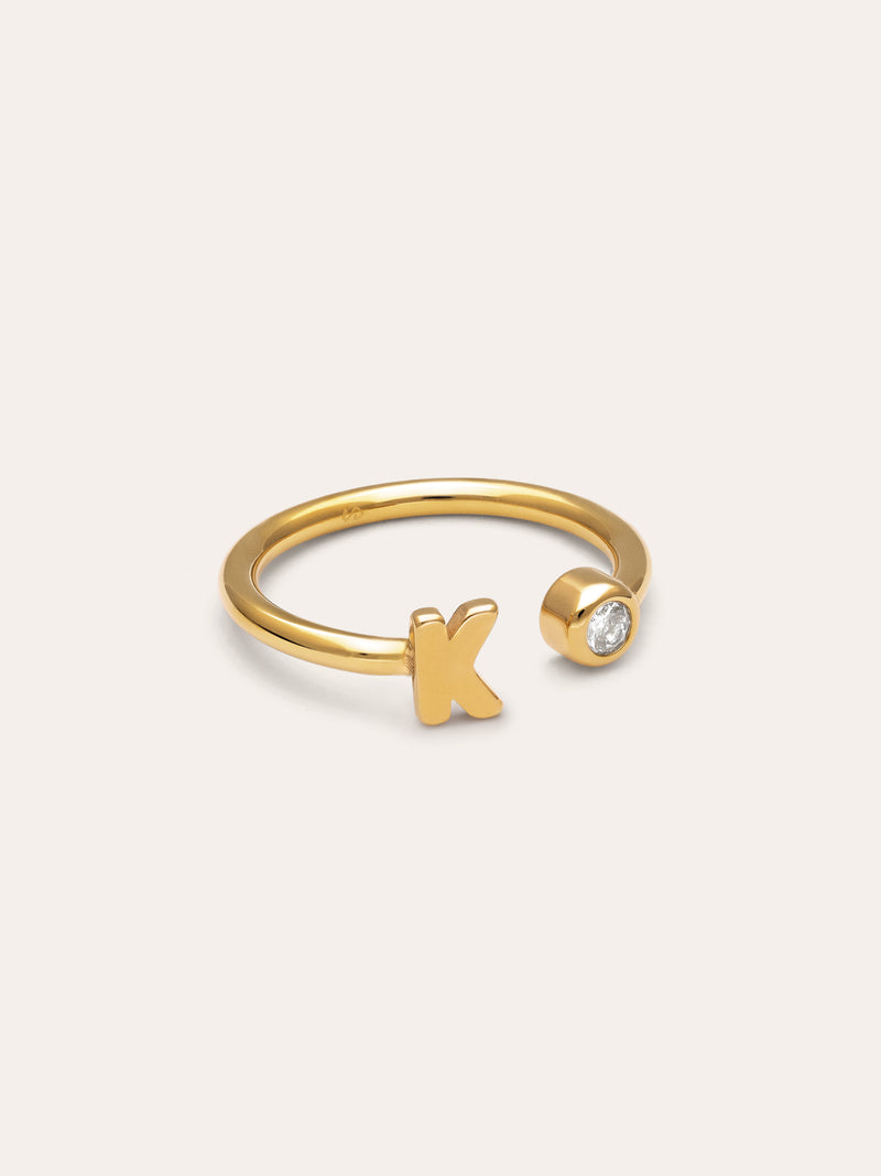 Anello Personalizzato Letter Spark Acciaio Placcato Oro