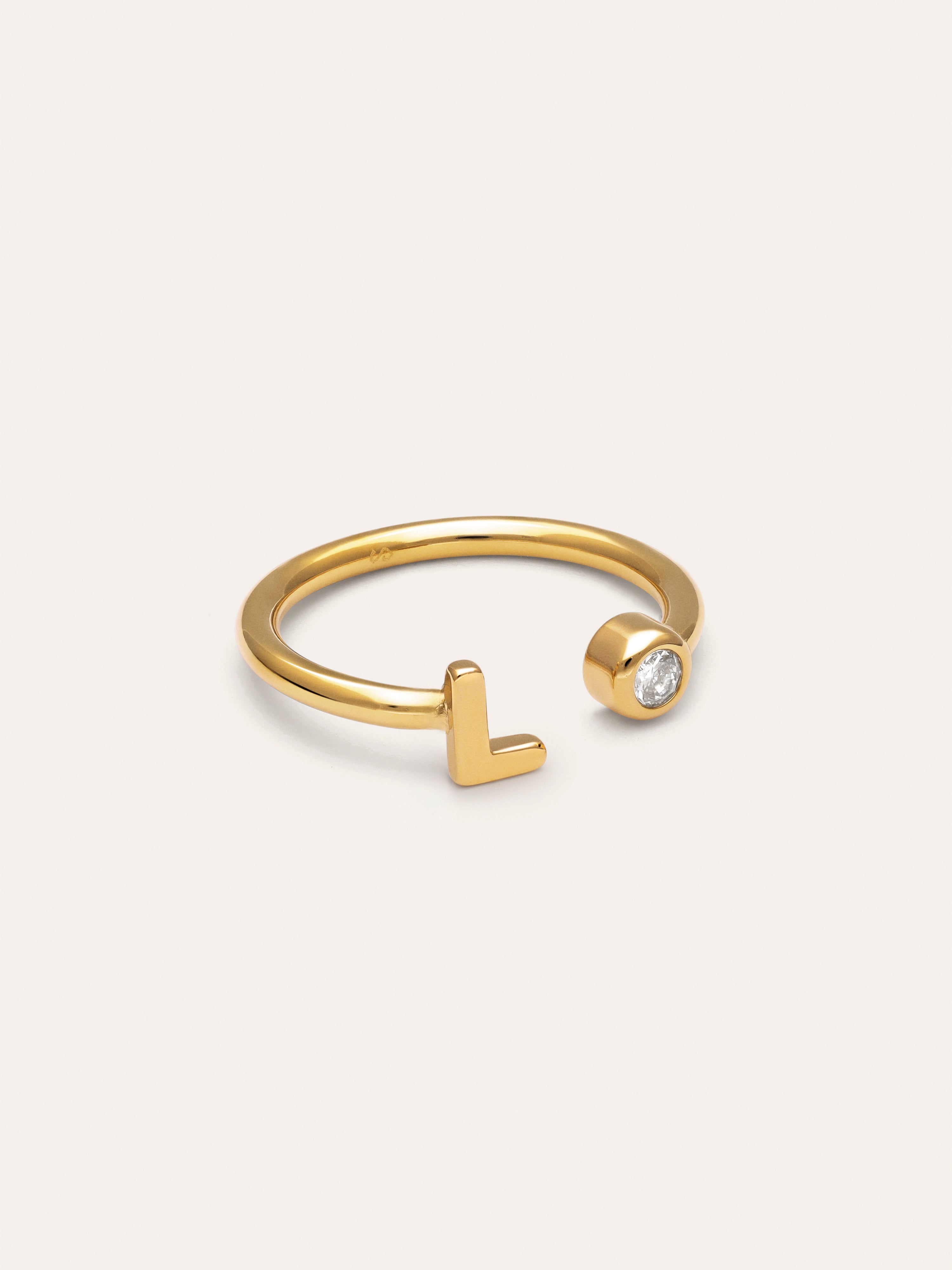 Anello Personalizzato Letter Spark Acciaio Placcato Oro