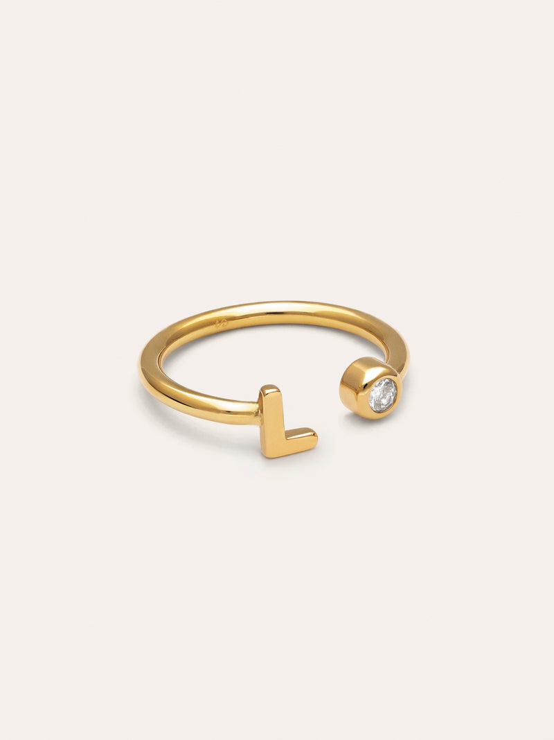 Anello Personalizzato Letter Spark Acciaio Placcato Oro